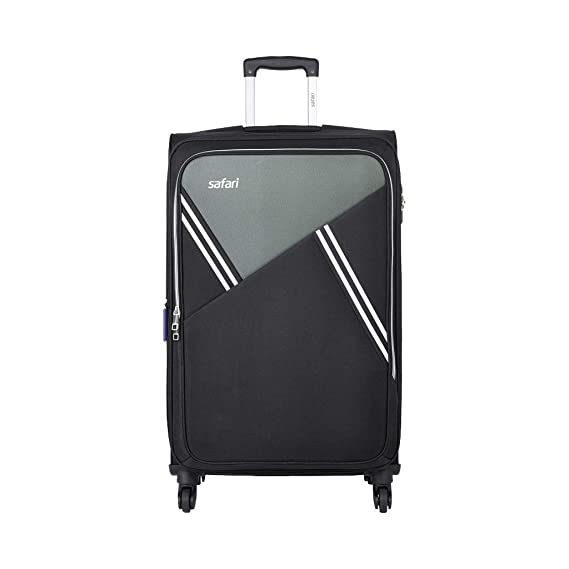Safari Polyester, Fabric Swift Plus Black 4W Soft Trolley Suitcase - 81cms