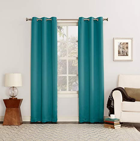 Sun Zero Easton Blackout Energy Efficient Grommet Curtain Panel, 40" x 95", Marine