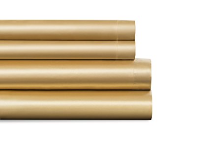 BALTIC LINEN Luxury Satin Super Soft Sheet Sets, California King, Gold