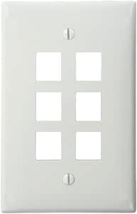 Leviton 41091-6WN QuickPort Midsize Wallplate, Single Gang, 6-Port, White