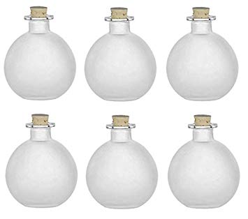 Nakpunar 6 pcs Spherical Glass Bottles with Cork Bottle Stopper (6, 8.5 oz Frosted)
