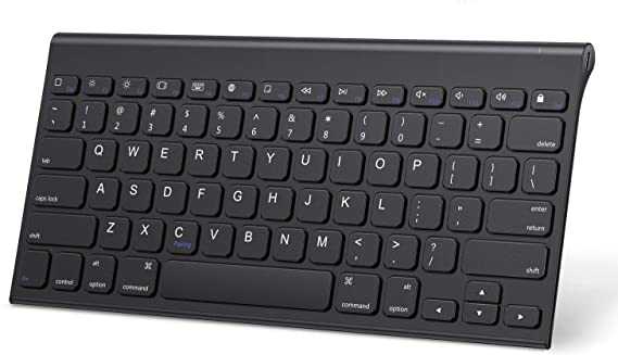 OMOTON Bluetooth Keyboard, Wireless Rechargeable Stainless Steel Keyboard Compatible with iPad Pro 11/ 12.9/ 10.5, iPad Air 4 10.9, iPad 8th 7th Generation 10.2,iPad 9.7, and Other Bluetooth Enabled Devices (Black)