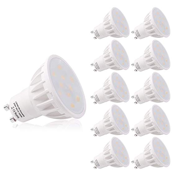 LOHAS GU10 LED Blubs, 6W Equivalent to 50W Halogen Bulbs, Dimmable, Perfect for Home Use, 3000K Warm White Light, 500Lm, Pack of 10 Units