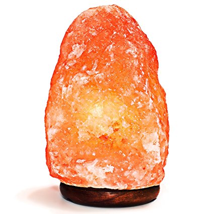 Natural Himalayan Pink Salt Lamp. Hand Carved With Elegant Wood Base. Includes Bulb, 5 To 7 Inches, 4 To 7 Pounds
