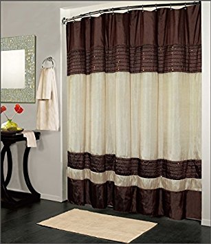 Kashi Home Ibiza Shower Curtain 70x72, Brown Ivory