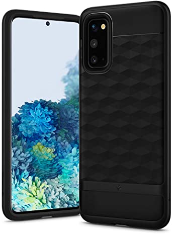 Caseology Parallax Designed for Samsung Galaxy S20 Case, Shockproof Protective Geometric Pattern Cover, Samsung S20 Case (Matte Black)