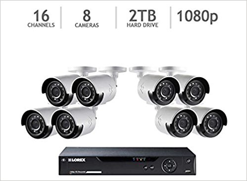 Lorex 16-Channel HD Analog DVR with 2TB HDD, 8 1080p Cameras with 130' Night Vision