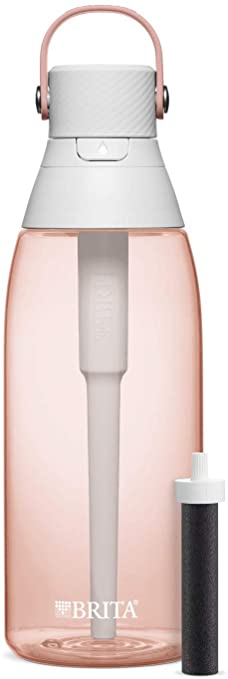 Brita Plastic Water Filter Bottle, 36 oz, Blush