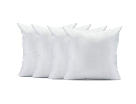 Trendy Home 16" x 16" Premium Hypoallergenic Stuffer Home Office Decorative Throw Pillow Insert, Standard/White (4 Pack)
