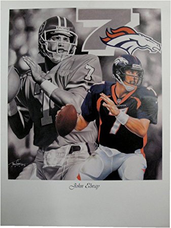 John Elway 18x24 Unsigned Lithograph Poster Print Denver Broncos World Champs
