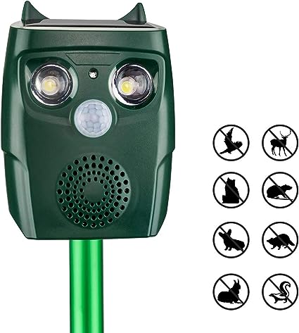 Ultrasonic Animal Pest Repeller, Waterproof Outdoor Ultrasonic Animal Control Flashing Cats Dogs Squirrel Birds etc Pest Repeller,Sound Frequency: 15kHz-18kHz