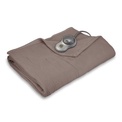 Sunbeam Quilted Fleece Heated Blanket, Full, Mushroom, BSF9GFS-R772-13A00