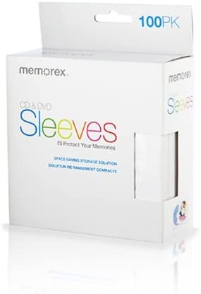 Memorex 01961 CD/DVD Paper Sleeves (White, 100 Pack)