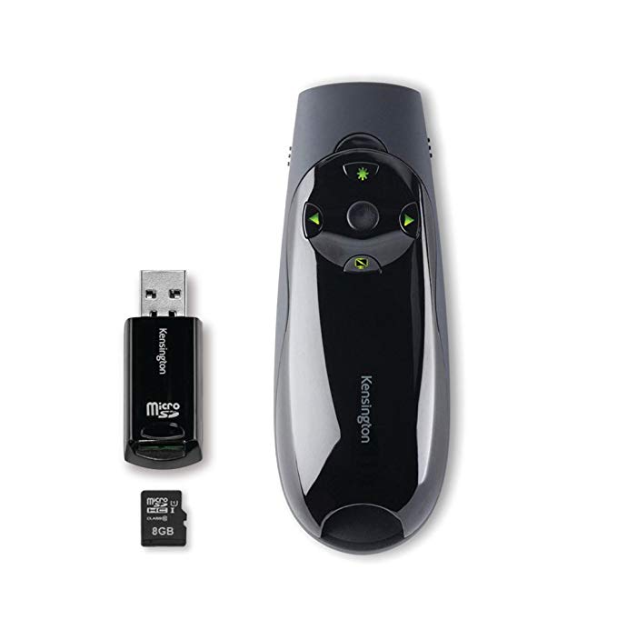 Kensington Expert Wireless Presenter with Green Laser Pointer, Cursor Control, and 8GB Memory (K72427AMA)