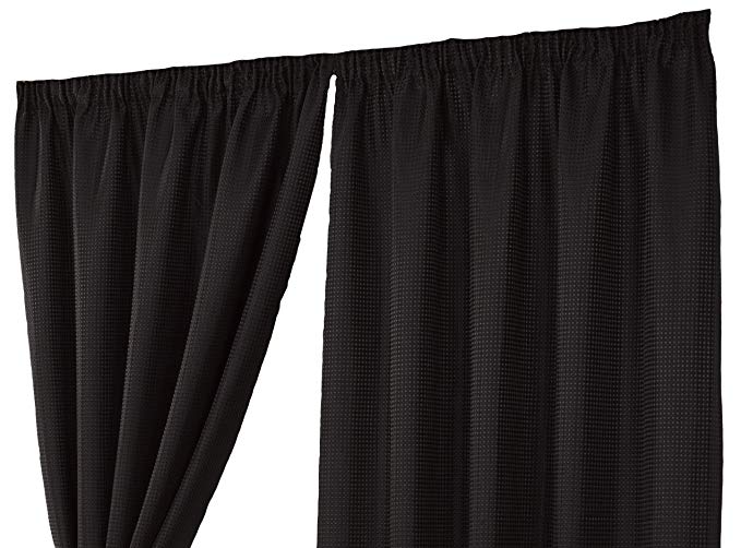 Impressions Waffle Black Fully Lined Readymade Curtain Pair 90x90in(228x228cm)