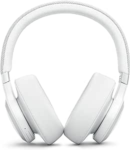 JBL Live 770NC Casque supra-auriculaire, Bluetooth 5.3, connexion multi-source, Réduction de Bruit Adaptative et Smart Ambient, jusqu'à 65 heures d'autonomie, blanc