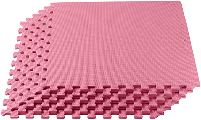 We Sell Mats 3/8 Inch Thick Multipurpose Exercise Floor Mat with EVA Foam, Interlocking Tiles, Anti-Fatigue for Home or Gym, 24 in x 24 in