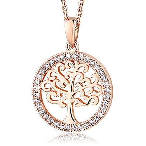 MEGA CREATIVE JEWELRY 925 Sterling Silver Family Tree of Life Pendant Necklace for Women Made with Swarovski Crystal, Women Gifts