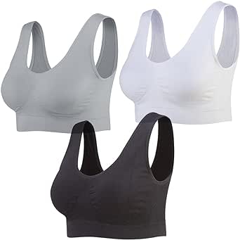 Lemef 3-Pack Seamless Sports Bra Wirefree Yoga Bra with Removable Pads for Women