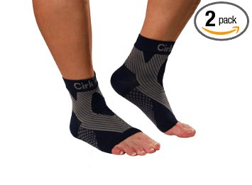 MDSOX 096962784744 Premium Ankle Compression Foot Sleeve, Medium, Black (Pack of 2)