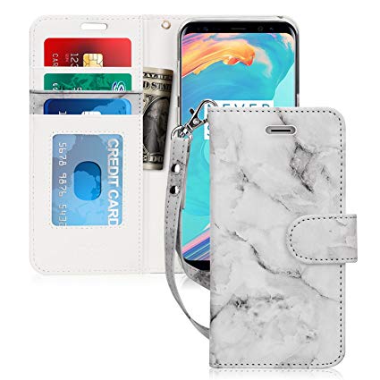 FYY Luxury PU Leather Wallet Case for Samsung Galaxy S8, [Kickstand Feature] Flip Folio Case Cover with [Card Slots] and [Note Pockets] for Samsung Galaxy S8 Grey