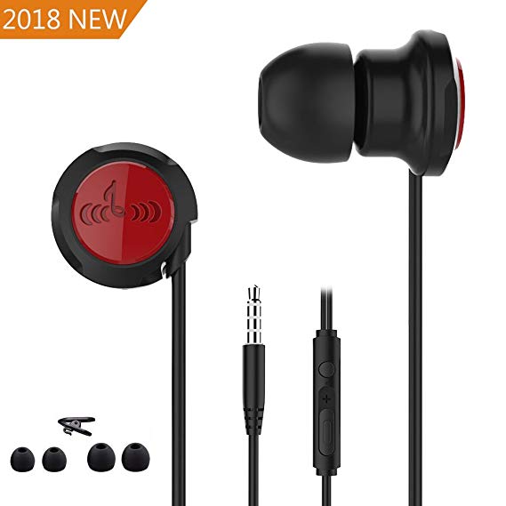 Noise Isolating In Ear Headphones /Earbuds/ Earphones with Microphone and Volume Control for Samsung Galaxy S9 Plus S8 S7 Note8 iPhone 5 SE iPhone 6 6s Plus iPad Huawei P10 P8 Lite Kindle Fire Compatible with 3.5 mm Corded Headsets