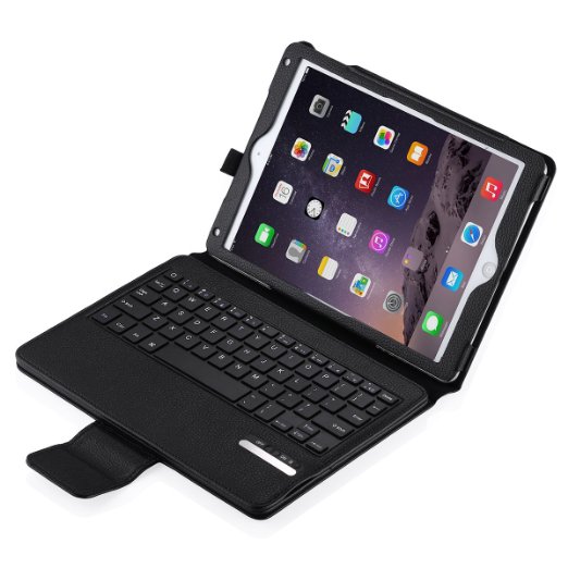 Poweradd iPad Pro 9.7 Keyboard Case, Magnetic Detachable Wireless Bluetooth Keyboard and PU Leather Stand Case Cover with Auto Sleep/Wake Feature for iPad Pro 9.7 / iPad Air 2 / iPad Air - Black