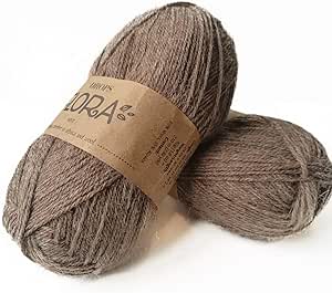 65% Wool 35% Alpaca Yarn, Drops Flora, 1 or Superfine, Fingering Weight, 4 ply, 1.8 oz 230 Yards per Ball (08 Brown)