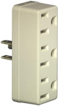 Leviton 697-I Grounding Adapter, 125 V, 15 A, 3 Outlet, Ivory