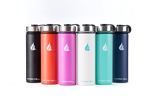 HYDRO CELL Stainless Steel Water Bottle with Straw & Wide Mouth Lids (40oz, 32oz, 22oz, 18oz) - Keeps Liquids Perfectly Hot or Cold with Double Wall Vacuum Insulated Sweat Proof Sport Design