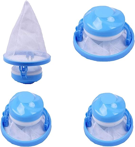 4 Pieces Pet Hair Remover for Laundry，Reusable Washer Hair Catcher，Washing Machine Float Filter Bag， Mesh Bag Hair Filter Net Pouch（Blue）