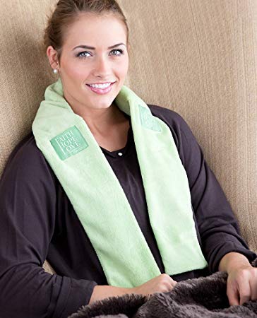 Aroma Wrap Heated or Cooled Herbal Neck Wrap with an Essential Oil Pack, Logo Pocket choice of Aroma Wrap or Bible Verse (Faith Hope Love, Green)