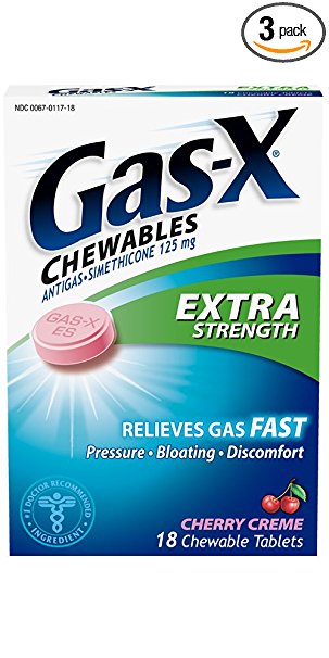 Gas-X Extra Strength Cherry Creme, 18-Count Chewable Tablets (Pack of 3)