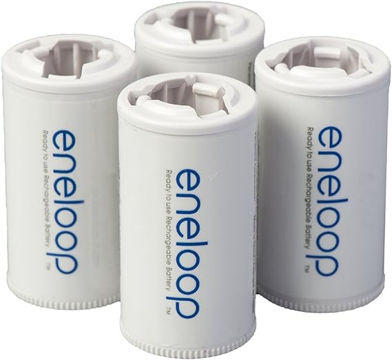 Panasonic BQ-BS2E4SA Eneloop C Size Spacers for Use with Eneloop Ni-MH Rechargeable AA Battery Cells, 4 Pack