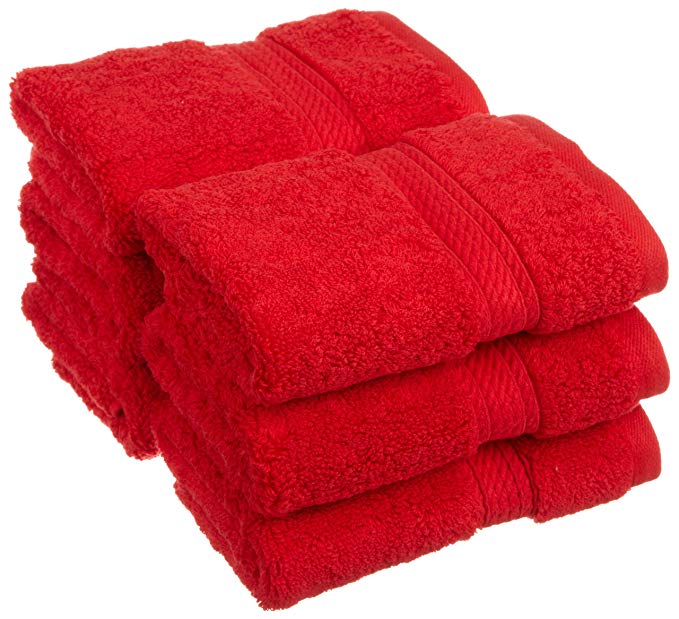 Superior 900 GSM Luxury Bathroom Face Towels, Made of 100% Premium Long-Staple Combed Cotton, Set of 6 Hotel & Spa Quality Washcloths - Red, 13" x 13" each