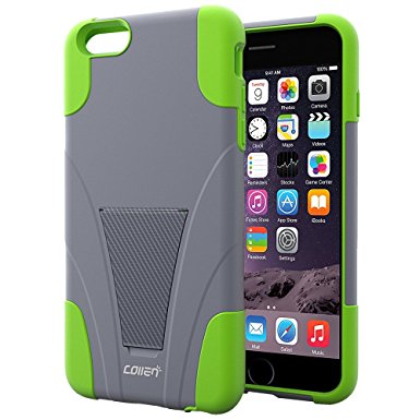 iPhone 6S Case with Kickstand, Bonus Screen Protector, Collen [Air Buffer Tech] Ultimate Protection Hard Slim Case for iPhone 6 6S (Green/Grey)
