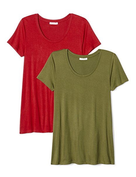 Daily Ritual Women's Jersey Short-Sleeve Scoop Neck Swing T-Shirt, 2-Pack