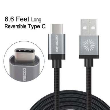 Type C KINGCOO 66ft  2M Braided USB Type C Cable With Reversible Connector for Nexus 6P Nexus 5X OnePlus 2 New Macbook 12 inch Google ChromeBook Pixel Nokia N1 Pixel C and More - Black
