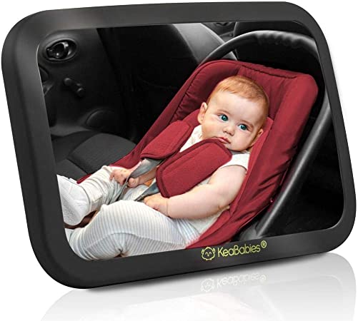 Baby Car Mirror - Safety Car Seat Mirror For Rear Facing Infant - Wide Shatterproof, Crystal Clear Car Baby Mirror - Carseat Mirrors - Fully Assembled Baby Car Mirror - Baby Back Rear View Mirror