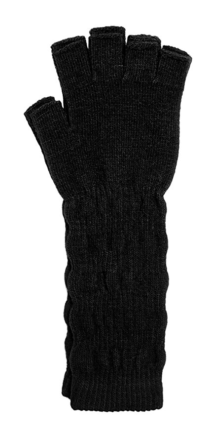 LL- Womens Warm Winter Arm Warmer Knit Fingerless Long Gloves 5 Half Fingers