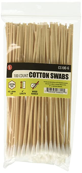 SE 6" Cotton Swabs with Wooden Handles (3 Pack of 100) - CS100-6-3