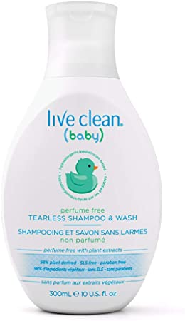 Live Clean Baby Tearless Shampoo & Wash, Perfume Free, 300 mL