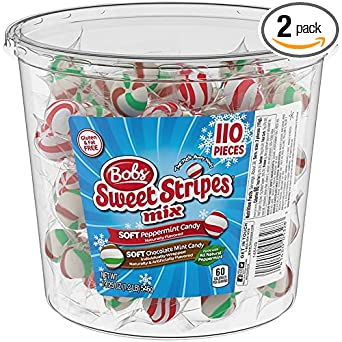 Bob's Sweet Stripes mix 110 pieces Soft Peppermint Candy and Soft Chocolate Mint Candy (Pack of 2)