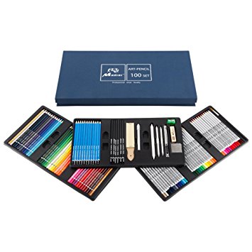 Madisi  Art Kit 100 PCS - 36 Watercolor Pencils, 36 Colored Pencils , 28 Sketching and Drawing Pencils Art Set - Premium Art Supplies