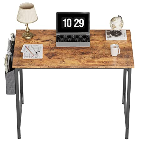 CubiCubi Computer Desk 32" Study Writing Table for Home Office, Industrial Simple Style PC Desk, Black Metal Frame, Rustic