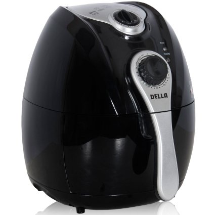 DELLA© Electric Air Fryer w/ Temperature Control, Detachable Basket and Handle - Black, 1500W