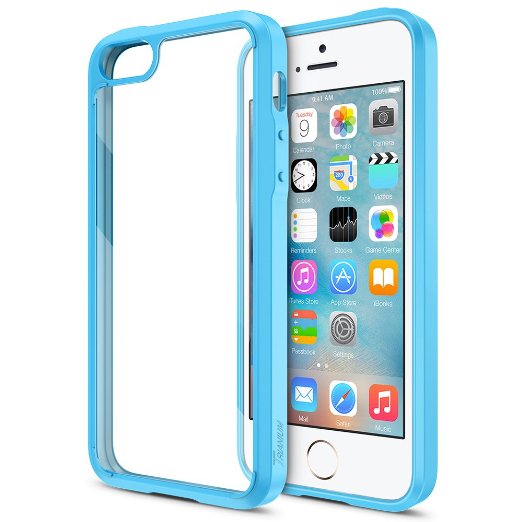 iPhone SE Case Trianium Clear Cushion Protective Clear Bumper For Apple iPhone SE 2016 and iPhone 5S 5 Scratch Resistant Seamless integrated Shock-Absorbing Bumper Hard Back Panel - Blue