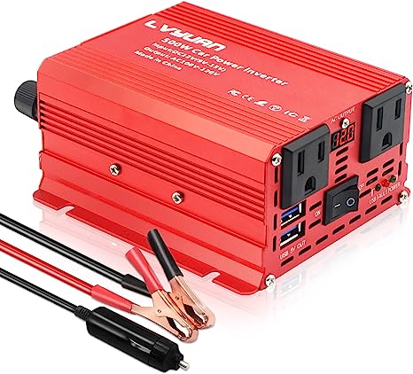 LVYUAN 500W Car Power Inverter DC 12V to AC 110V with Dual AC Outlets, 3.1A USB Ports and LED Display for Laptop, Smart Phone