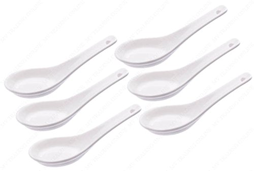 M.V. Trading 201-08 Chinese Porcelain Soup Spoons, 5¼-Inch Long, 3/4-Ounce, Set of 6 Spoons