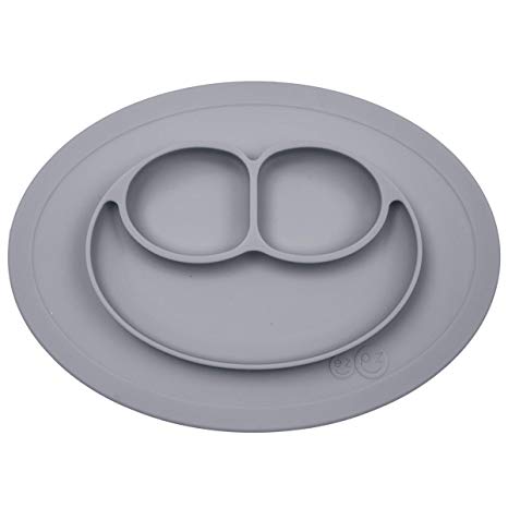 ezpz Mini Mat - One-Piece Silicone placemat   Plate (Gray)